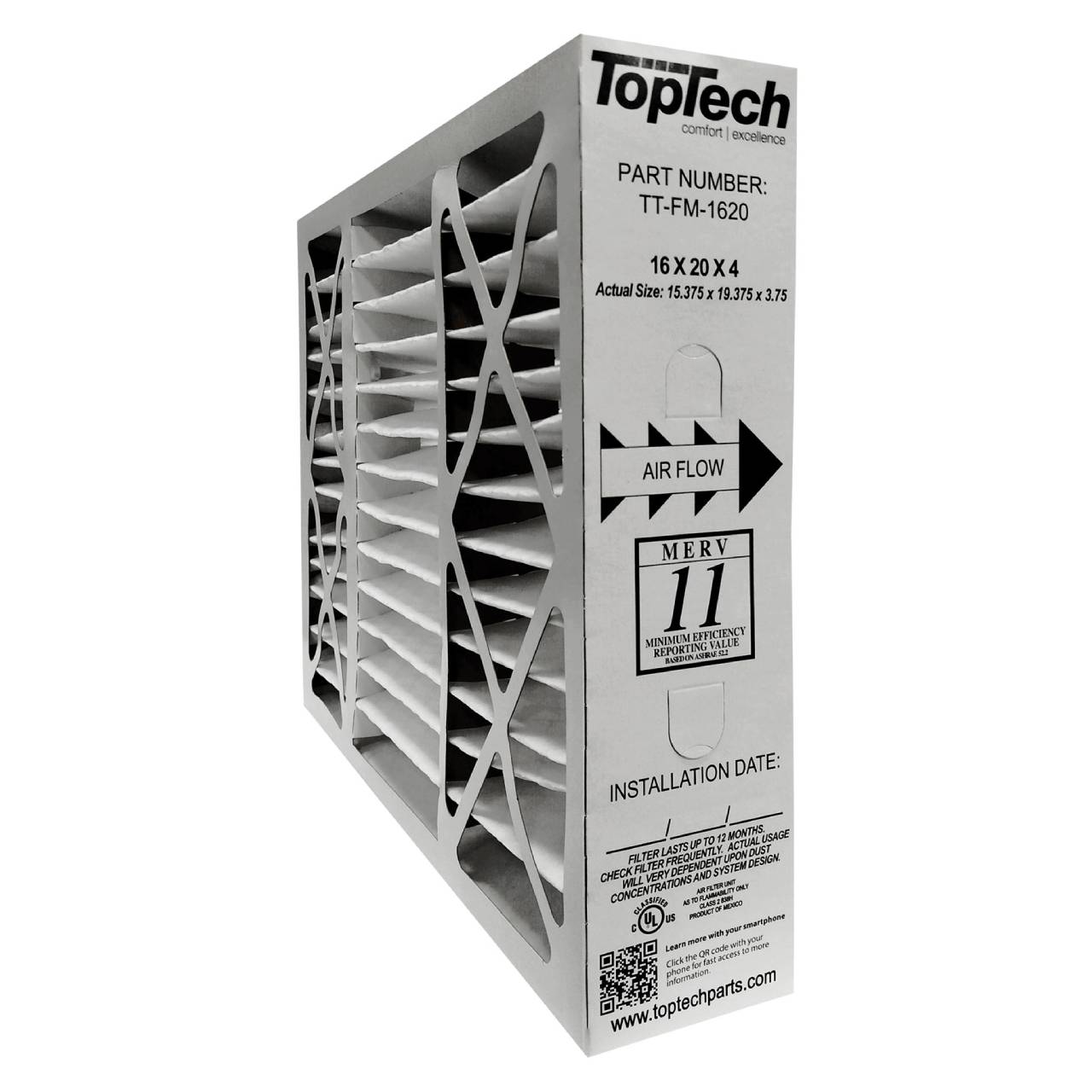 Top Tech TT-FM-1620 TechPure 16x20x4 MERV 11 Filter