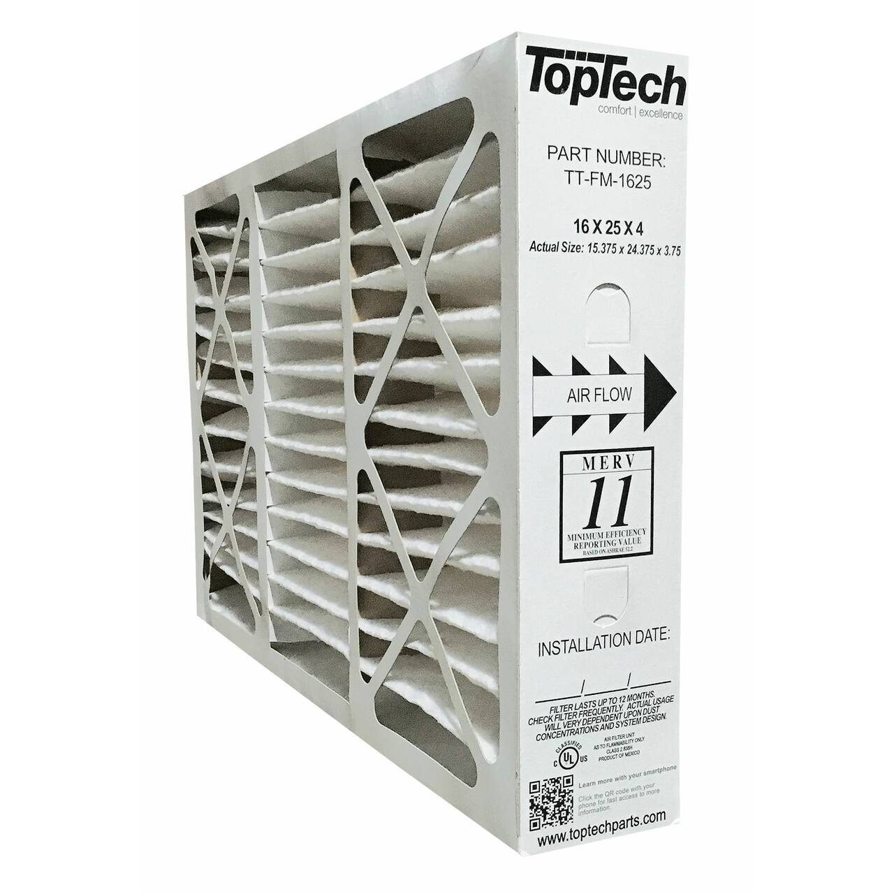 TopTech TT-FM-1625 Techpure 16x25x4 MERV 11 Filter